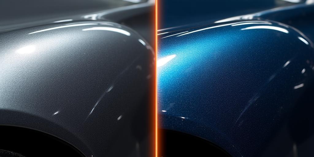 पेंट करेक्शन से पहले और बाद का तुलनात्मक दृश्य