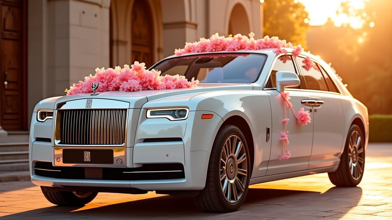 सजी हुई शादी की कार जो बेदाग चमक रही है